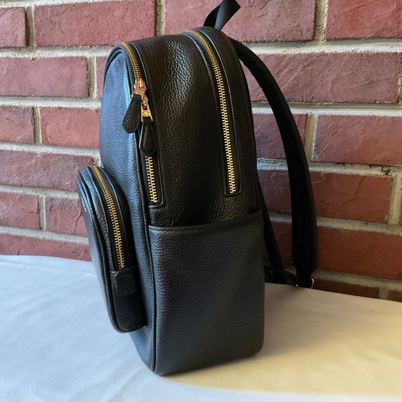 Coach 5666 Medium Court Backpack Black Pebble Leather - Picture 3 of 16